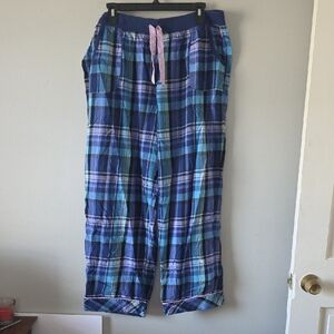 Victoria's Secret Blue and Pink Plaid Cozy Pajama Pants Size XL